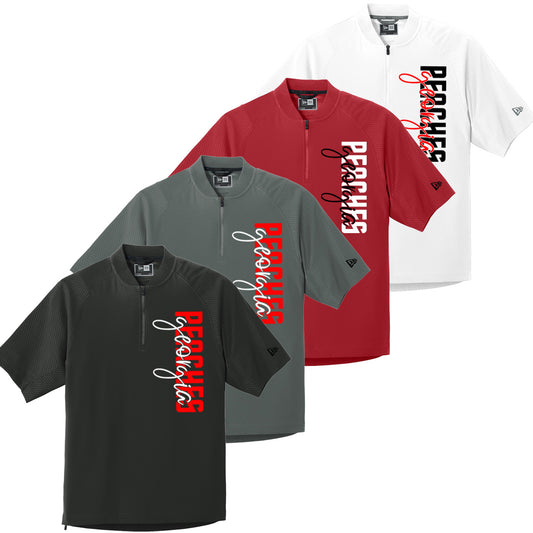 Peaches - Georgia Peaches Block Script - New Era Cage Short Sleeve 1/4-Zip Jacket
