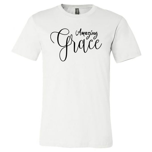 "Amazing Grace"  - White Short Sleeves Tee - Southern Grace Creations