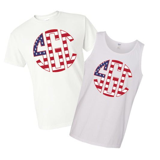 American Flag Monogram Print Shirt - Southern Grace Creations