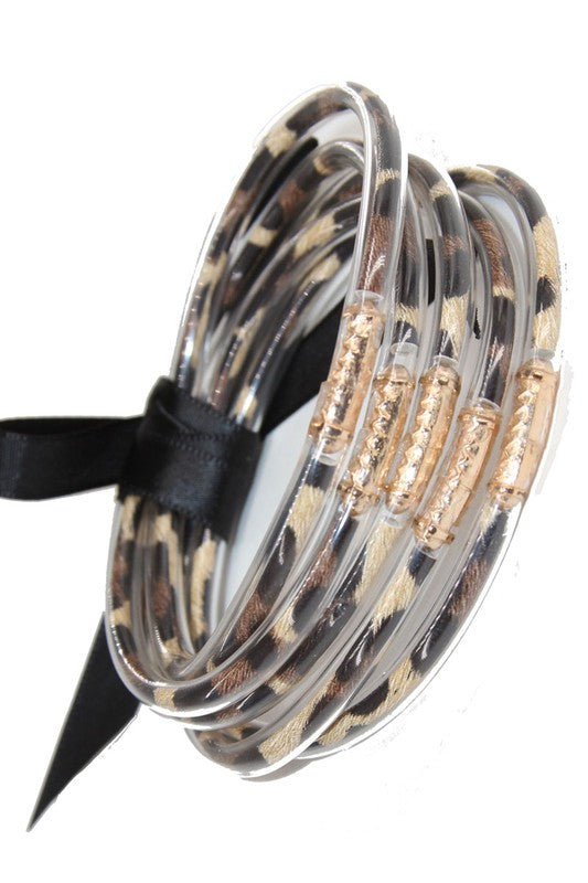 Animal Print Sparkle Jelly Bracelet 5pc Set - Southern Grace Creations