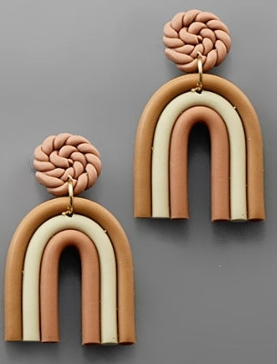 Arch Clay Earrings (Peach) - Southern Grace Creations