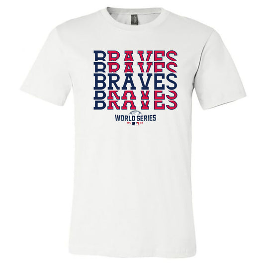 Atlanta Braves - Braves Braves Braves - White Tee - Southern Grace Creations