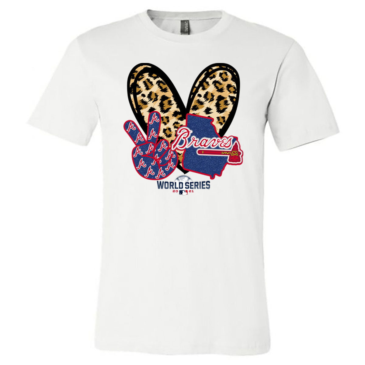 Atlanta Braves - Love Peace Braves - White Tee - Southern Grace Creations