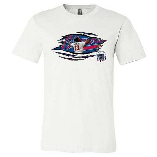 Atlanta Braves - Rips - Ronald Acuna Jr. - White Tee - Southern Grace Creations