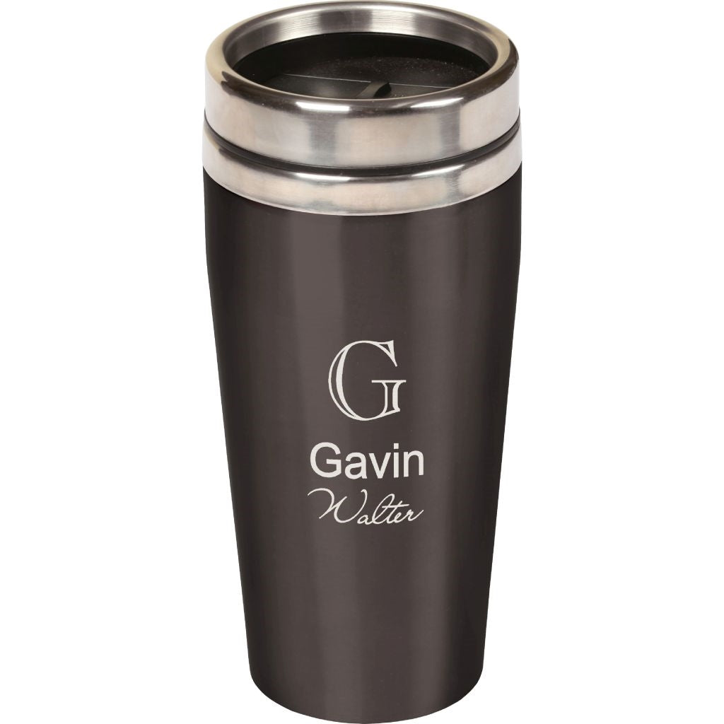 BLACK TRAVEL MUG 16 OZ. - Engravable (ZHZO21) - Southern Grace Creations