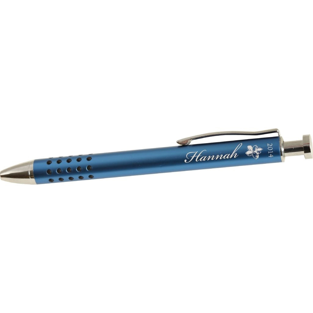 BLUE METAL PEN WITH GRIP - Engravable (ZMCA02) - Southern Grace Creations