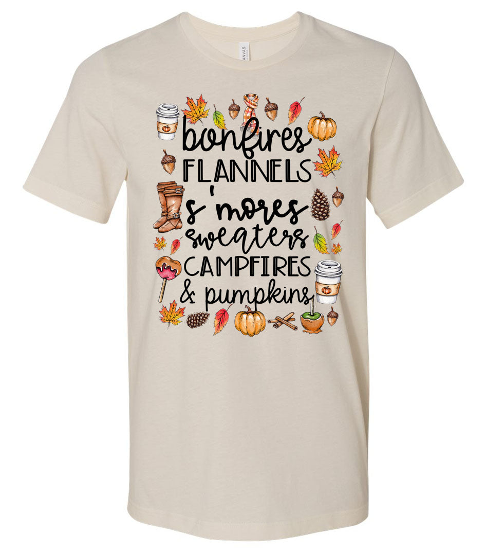 BONFIRE FLANNELS SMORES AND MORE FALL TEE - Southern Grace Creations
