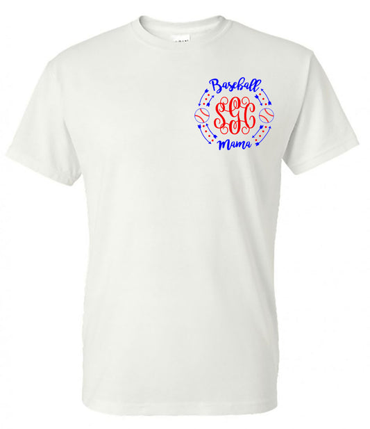 Baseball Mama Monogram Tee - Southern Grace Creations