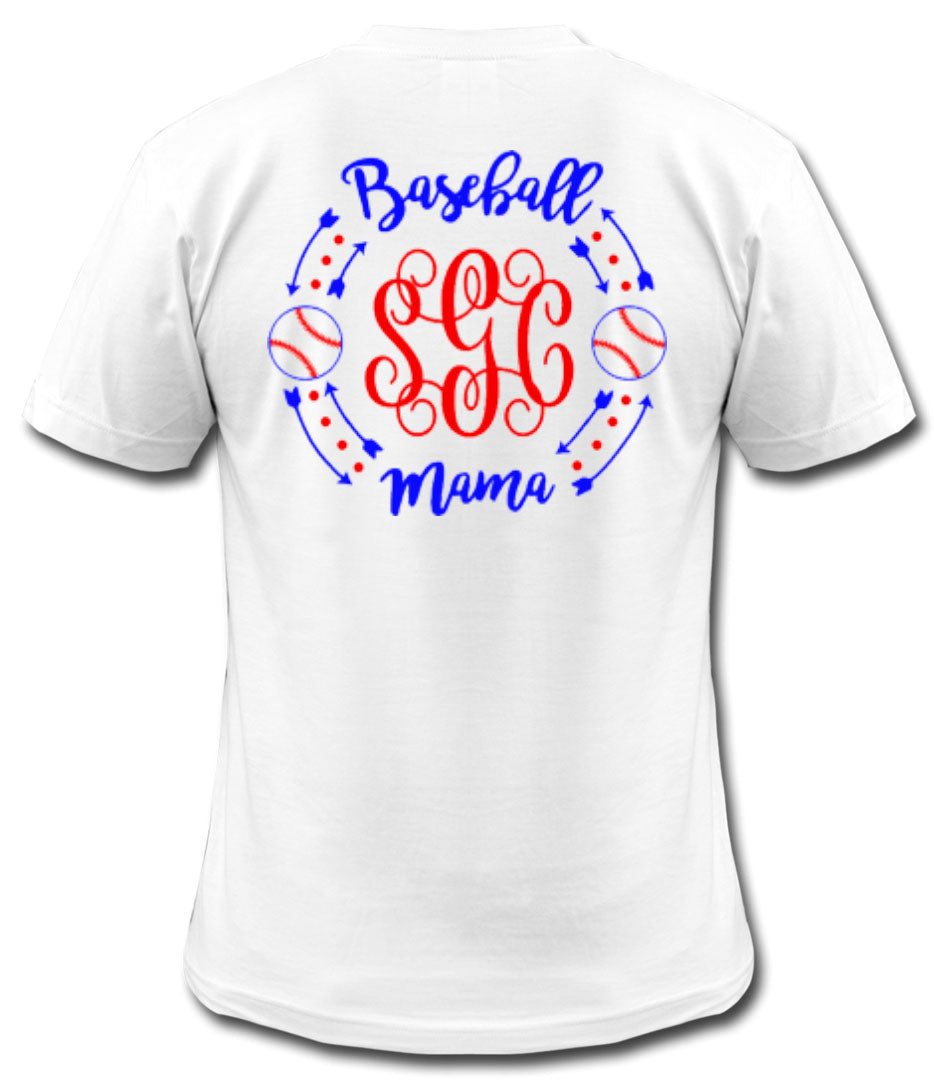 Baseball Mama Monogram Tee - Southern Grace Creations