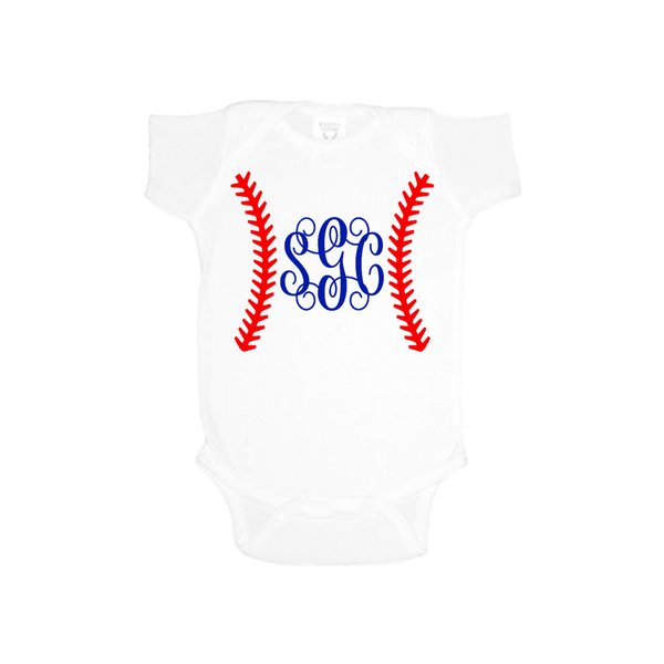 Baseball Monogram Onesie - Southern Grace Creations