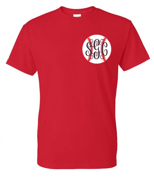 Baseball Monogram Tee (Left Chest) - Southern Grace Creations