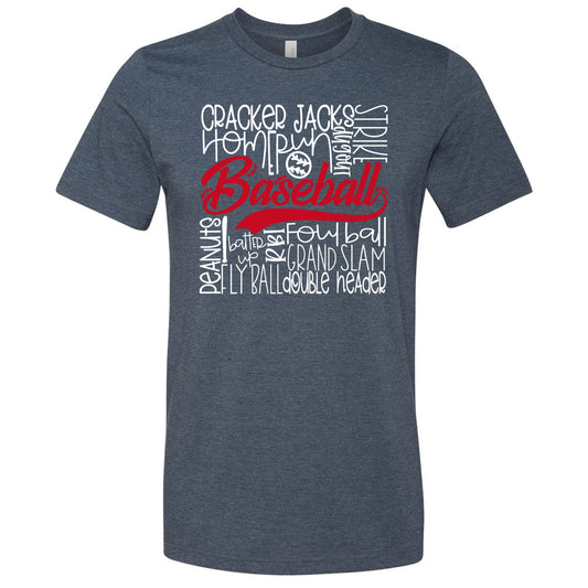 Baseball Sayings - Heather Navy Short Sleeve Tee - Southern Grace Creations