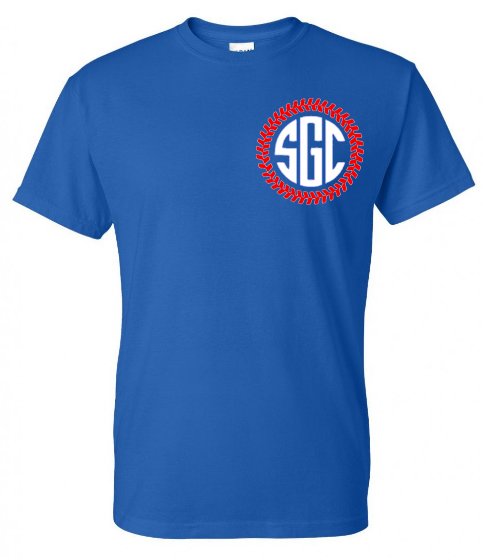 Baseball Stitches Circle Monogram Tee - Southern Grace Creations