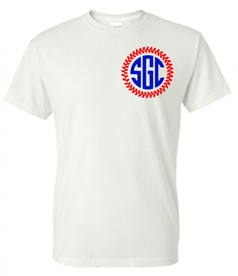 Baseball Stitches Circle Monogram Tee - Southern Grace Creations