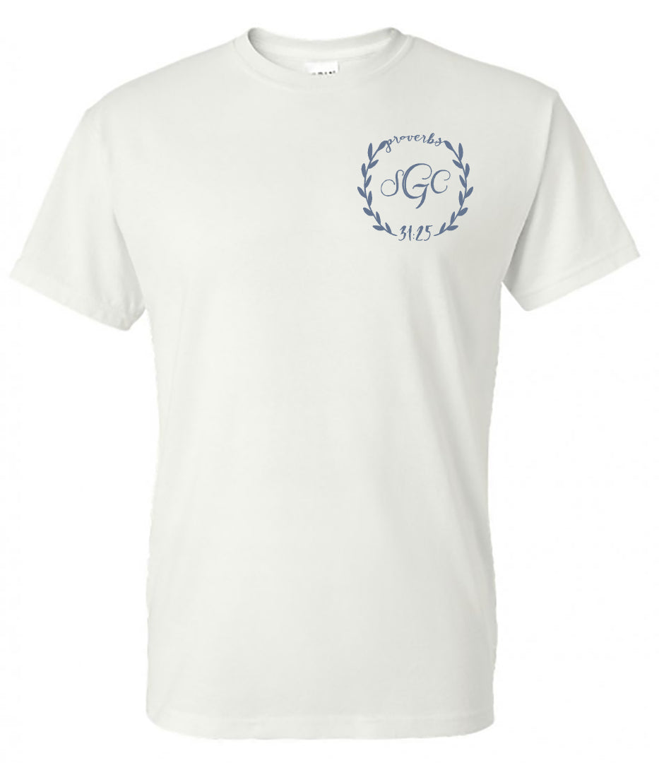 Be Joyful In Hope - Romans 12:12 - White Short Sleeve Tee - Southern Grace Creations