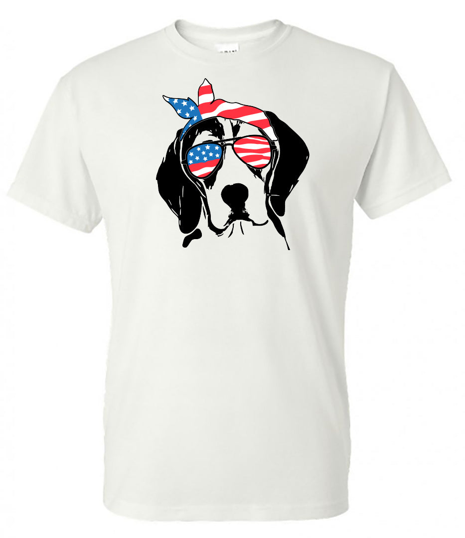 Beagle with Flag Bandana & Glasses Tee - Southern Grace Creations