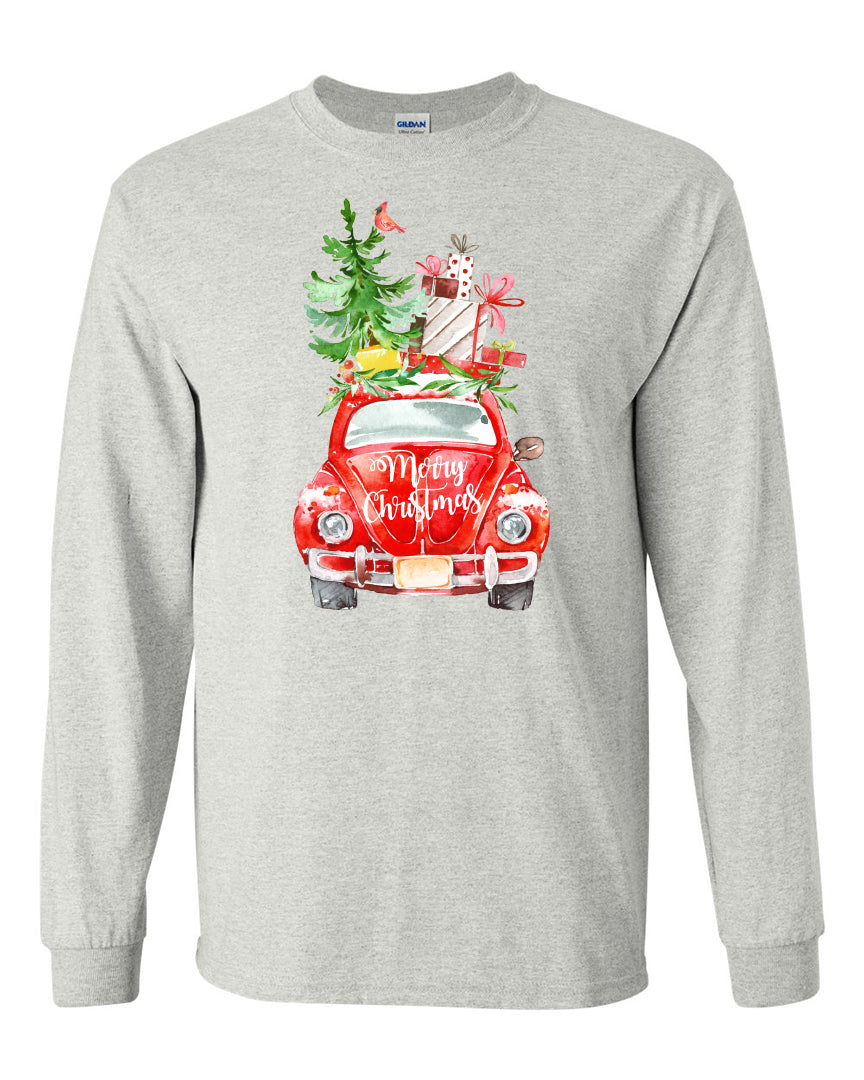 Beetle Christmas - Ash Grey Long Sleeves Tee - Southern Grace Creations