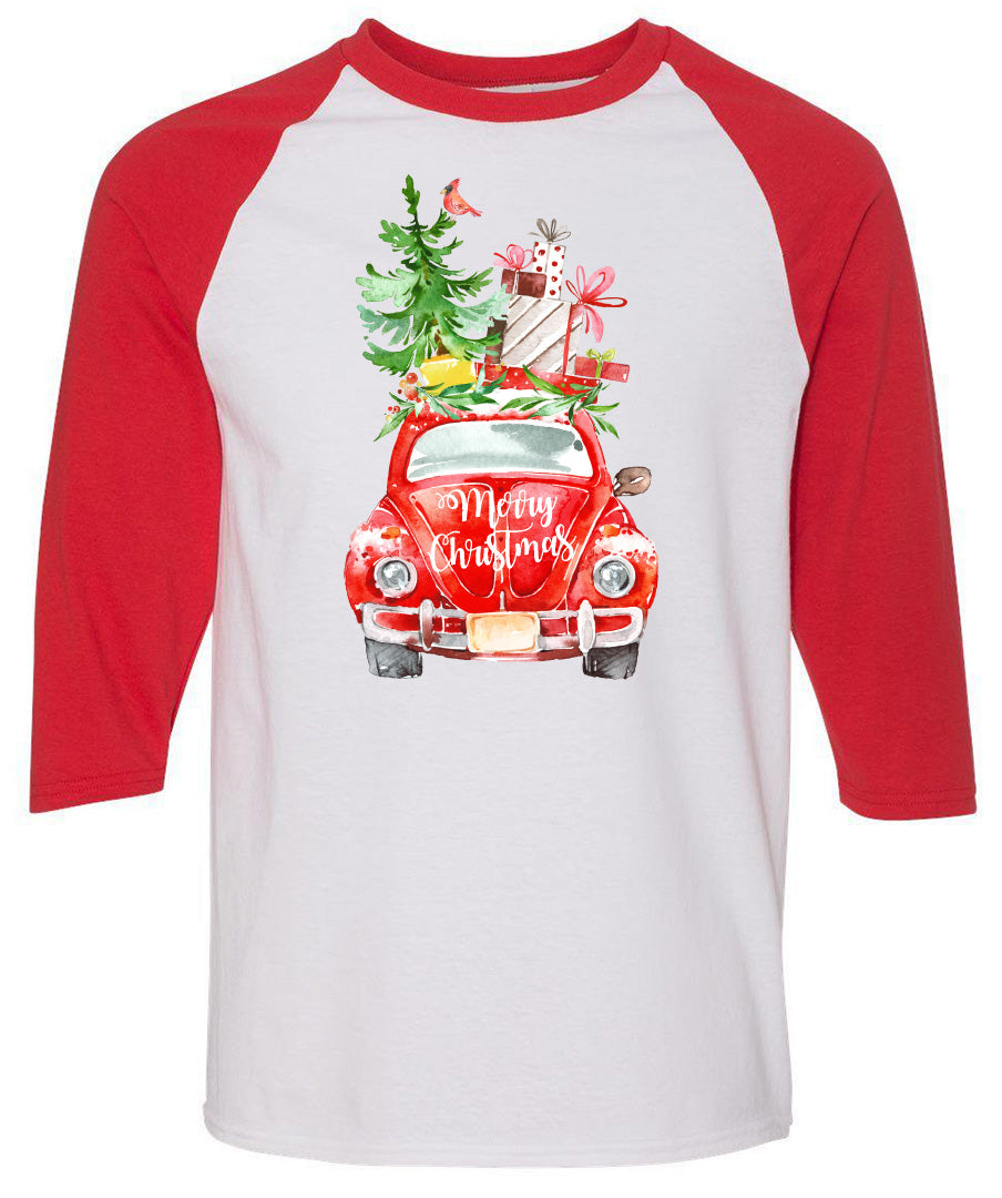 Beetle Christmas - Red/White Raglan - Southern Grace Creations