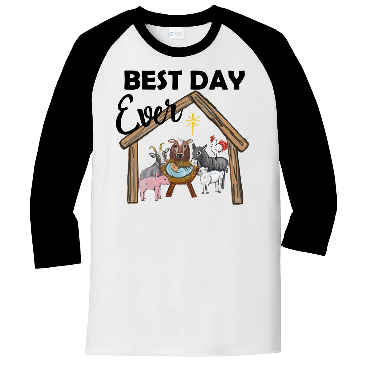 Best Day Ever Manger - White/Black Raglan - Southern Grace Creations