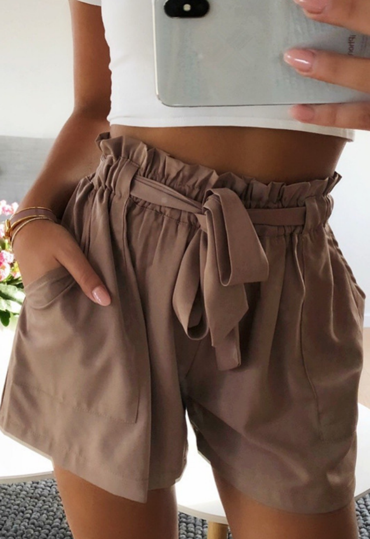 Best Life Shorts in Coffee (XC546-C2) - Southern Grace Creations