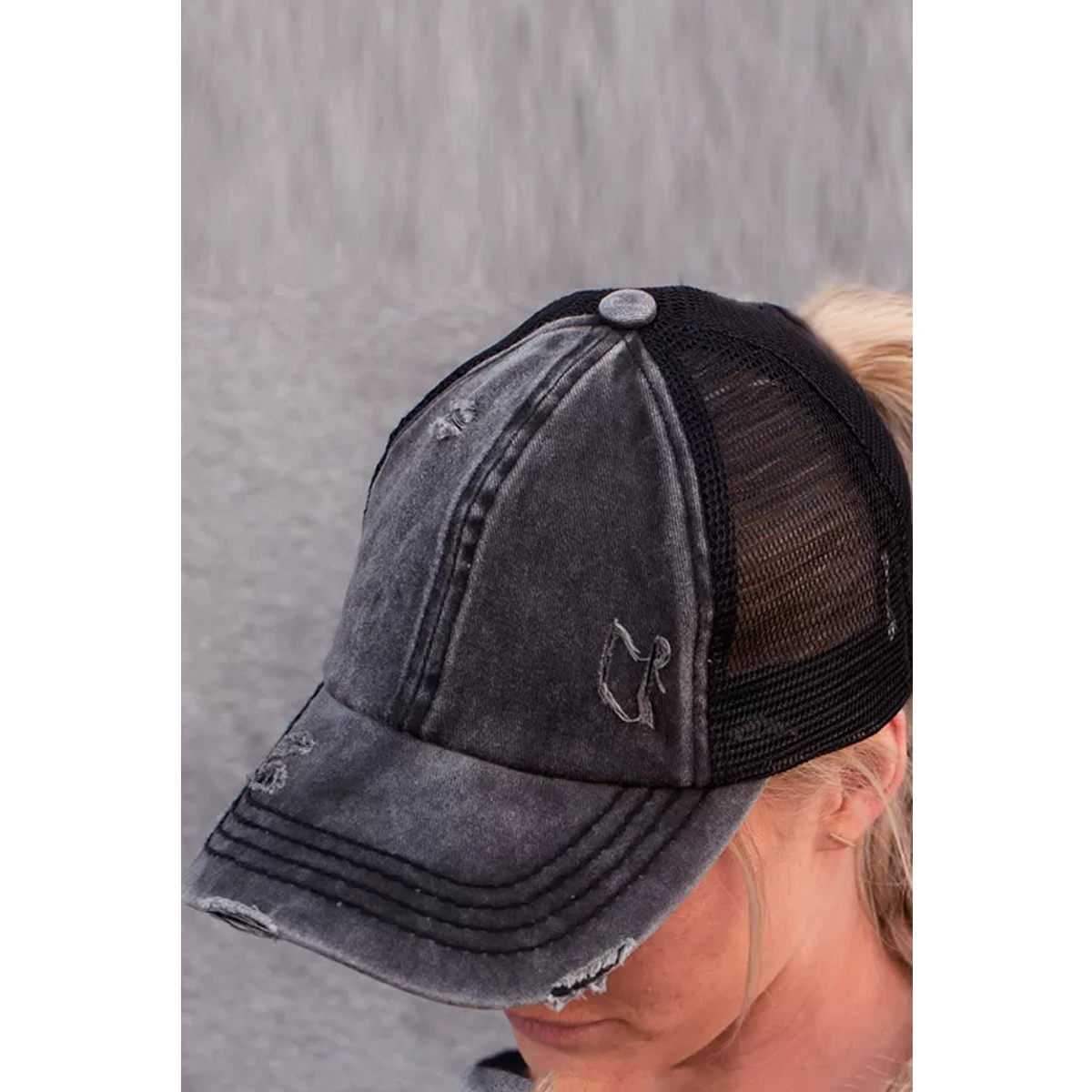 Black Distressed Hat - Southern Grace Creations