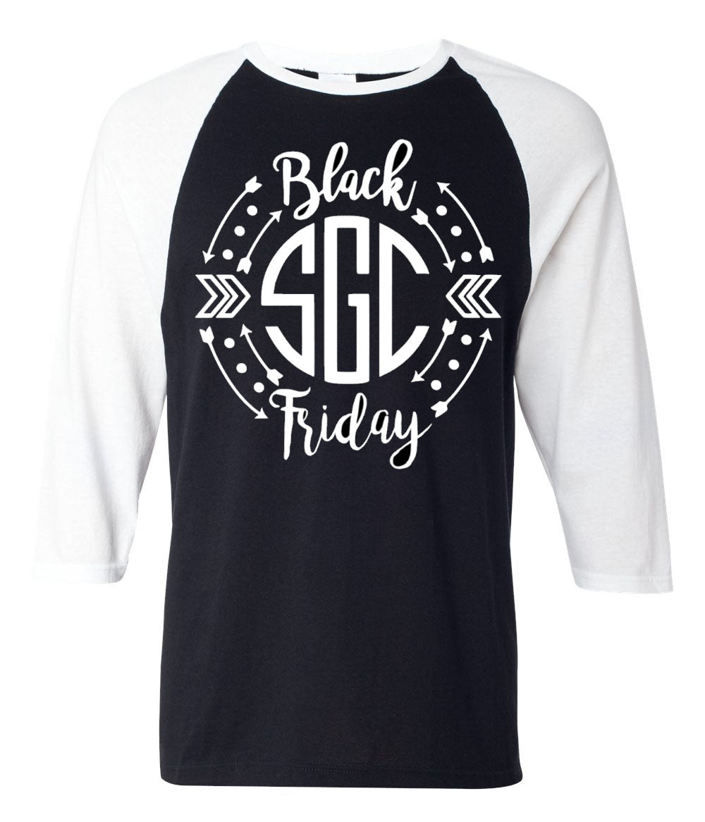 Black Friday Monogram Raglan - Southern Grace Creations