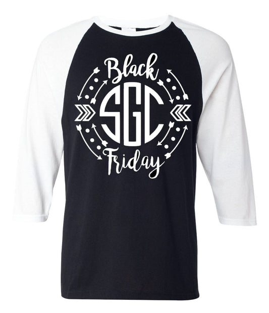Black Friday Monogram Raglan - Southern Grace Creations