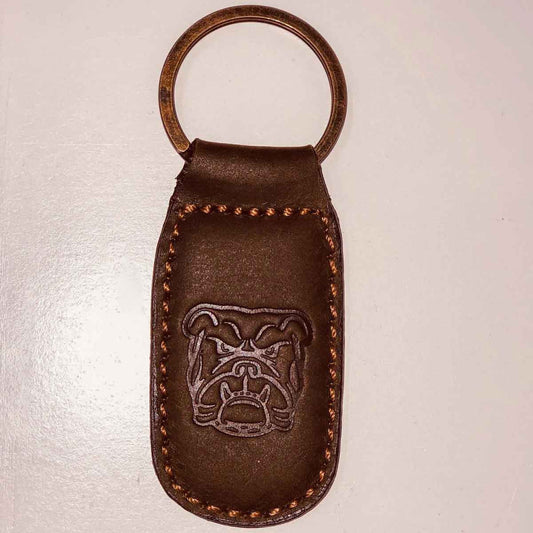 Bulldog Leather Embossed Keychain - Southern Grace Creations