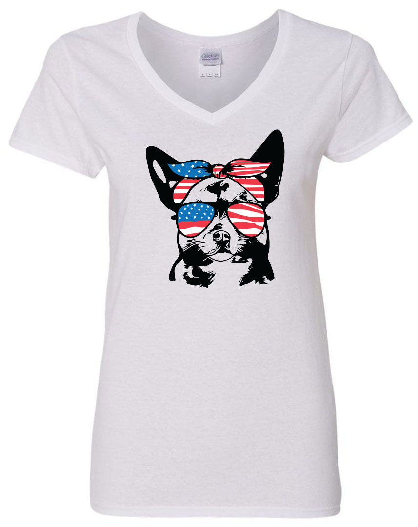 Chihuahua with Flag Bandana & Glasses Tee - Southern Grace Creations