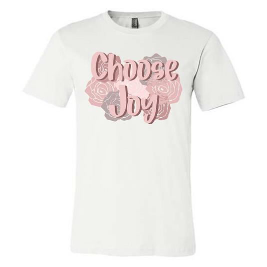 Choose Joy - White Tee - Southern Grace Creations