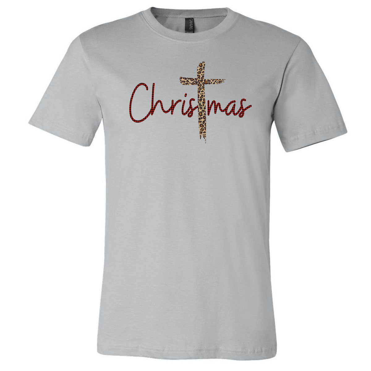 Christmas Leopard Cross Tee - Southern Grace Creations