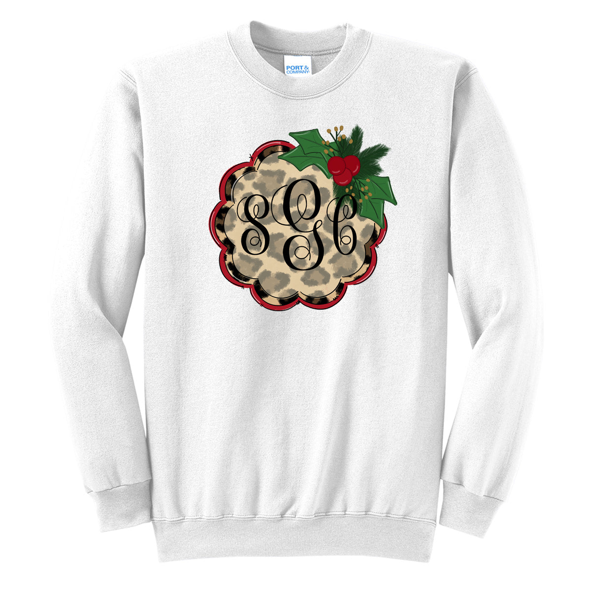 Christmas Leopard Monogram Tee - Southern Grace Creations
