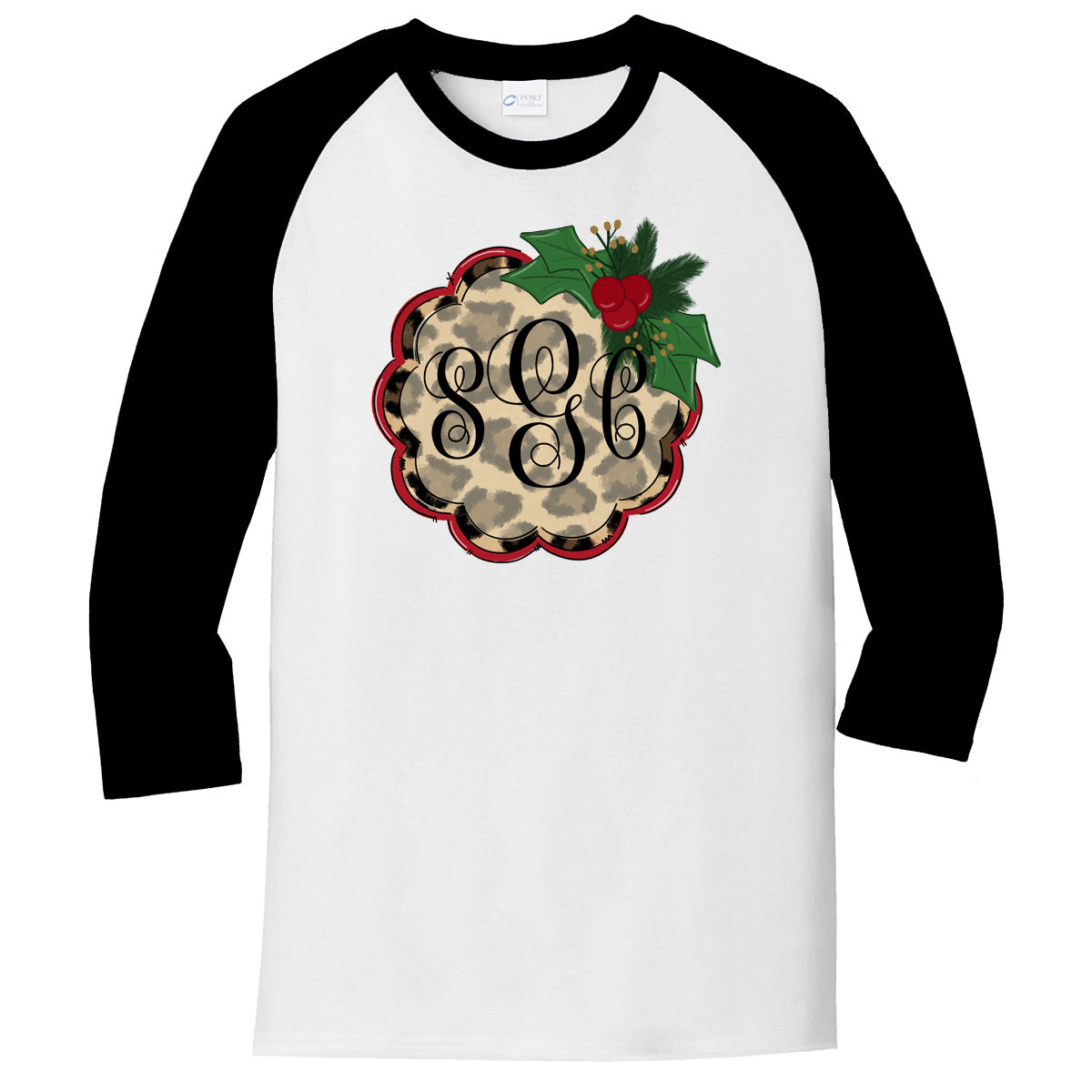 Christmas Leopard Monogram Tee - Southern Grace Creations