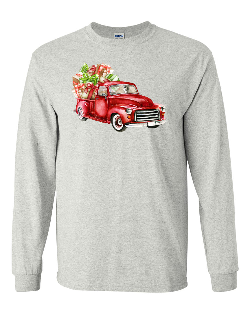 Christmas Truck - Ash Grey Long Sleeves Tee - Southern Grace Creations