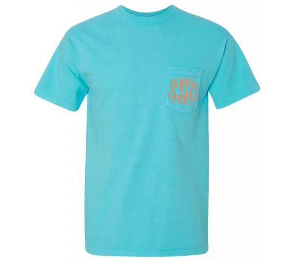 Comfort Color Monogram Pocket Tee - Southern Grace Creations