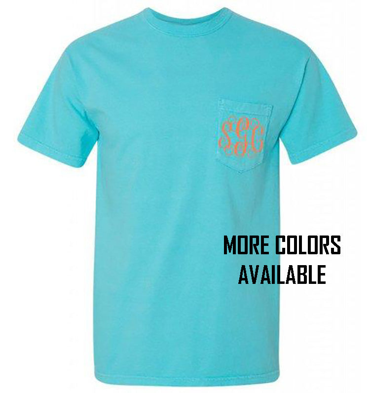 Comfort Color Monogram Pocket Tee - Southern Grace Creations