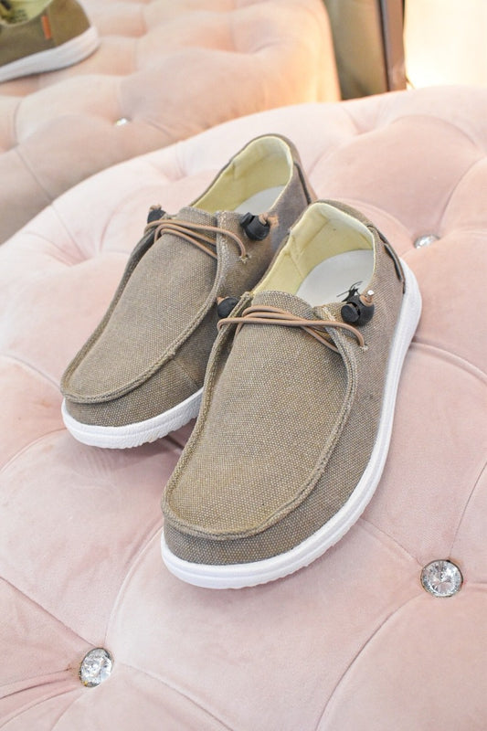 Corky's Canvas Shoes-Khaki - Southern Grace Creations