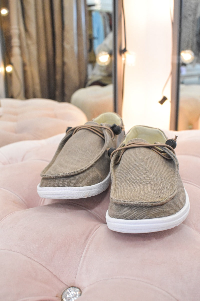 Corky's Canvas Shoes-Khaki - Southern Grace Creations