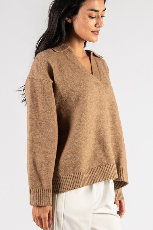 Cozy Up Sweater Top-Taupe - Southern Grace Creations