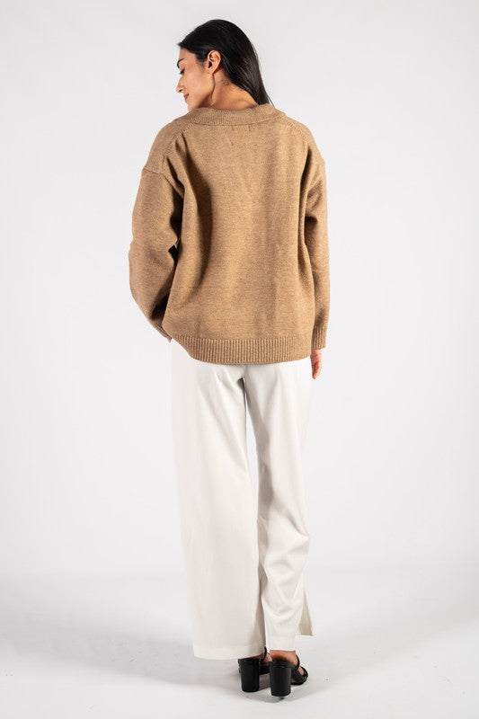 Cozy Up Sweater Top-Taupe - Southern Grace Creations