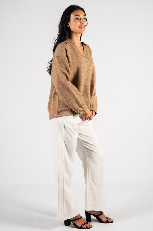 Cozy Up Sweater Top-Taupe - Southern Grace Creations