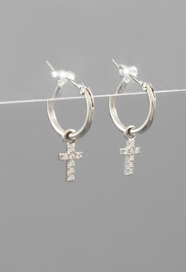 Cross Hoop Earrings - Southern Grace Creations