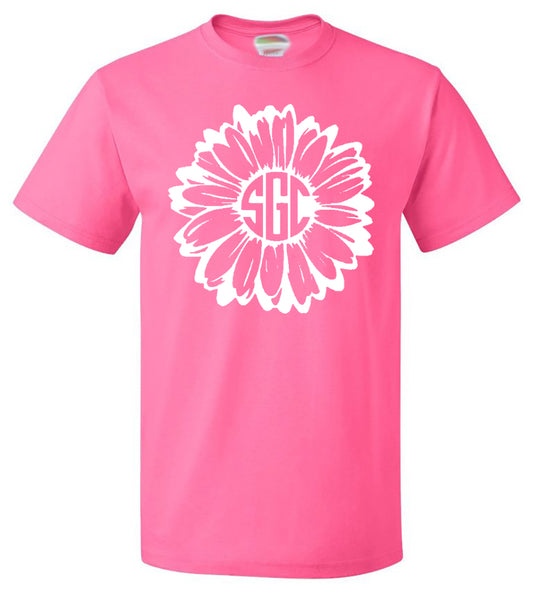 Daisy Monogram Tee - Southern Grace Creations