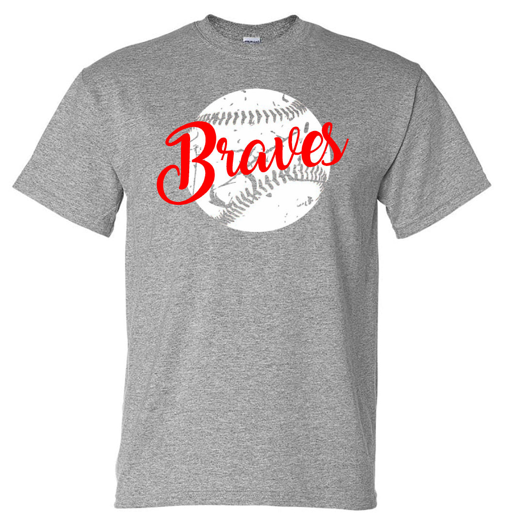 Distressed Baseball with Team Name - Sport Grey Short Sleeve Tee - Southern Grace Creations