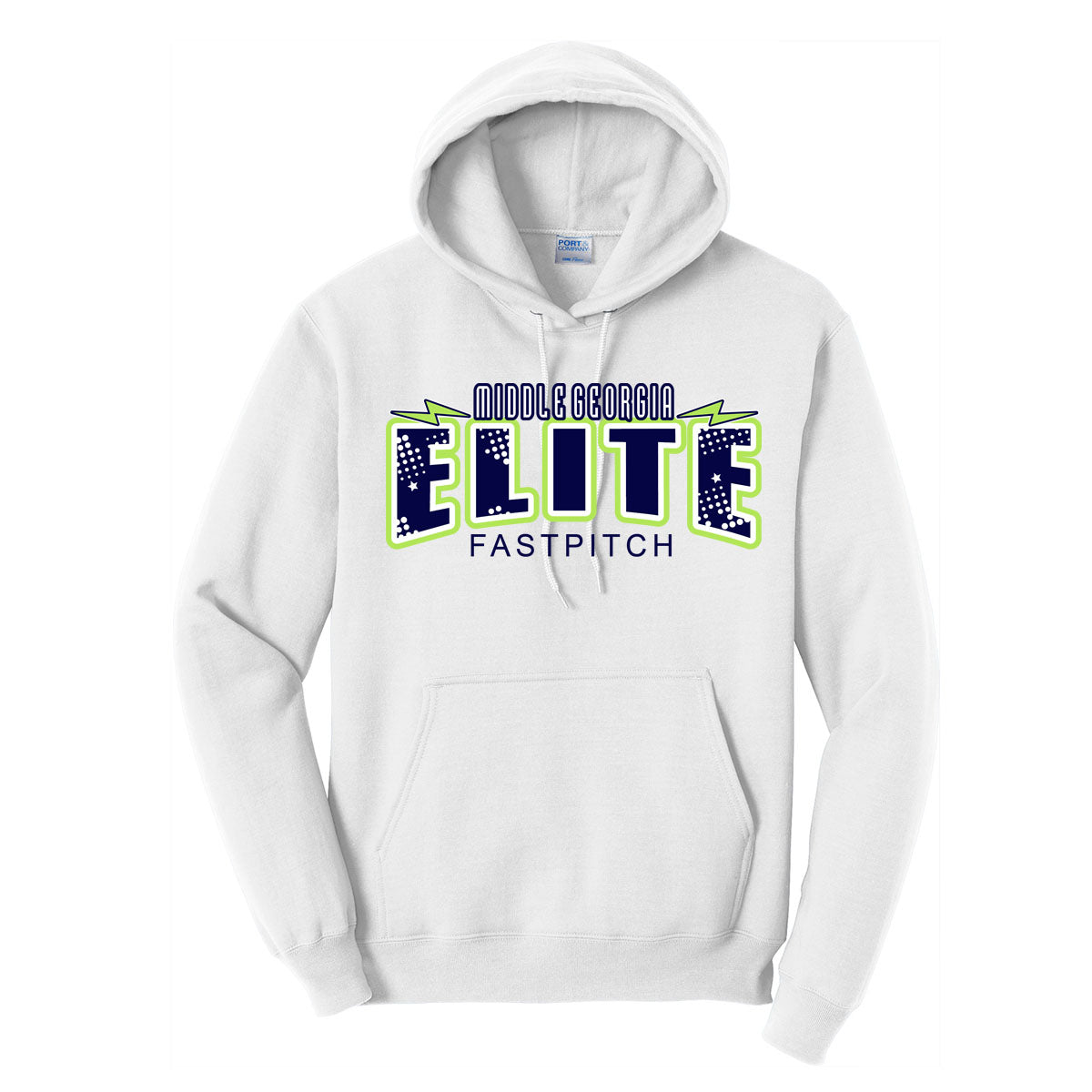 Elite - Lightening Bolts P&C Fleece Hoodie (PC78H) - White - Southern Grace Creations