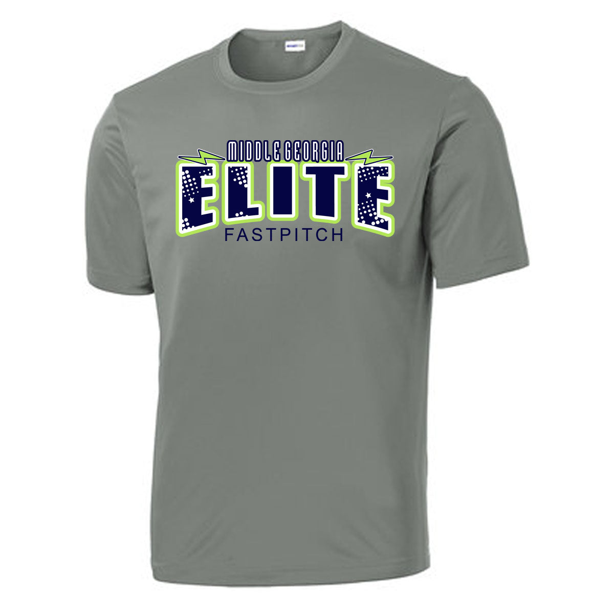 Elite - Lightening Bolts PosiCharge Drifit Tee (ST350/YST350) - Grey Concrete - Southern Grace Creations