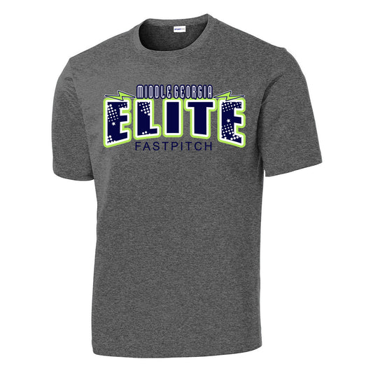 Elite - Lightening Bolts PosiCharge Drifit Tee (ST350/YST350) - Iron Grey Heather - Southern Grace Creations