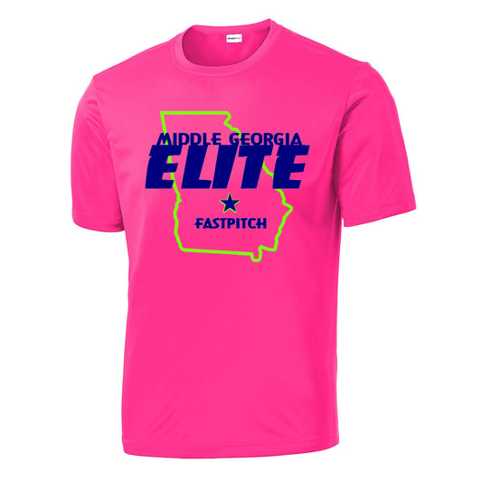 Elite - State Logo PosiCharge Drifit Tee (ST350/YST350) - Neon Pink - Southern Grace Creations