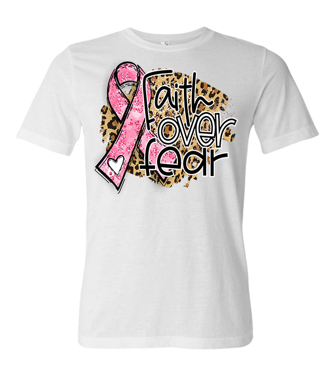 Faith Over Fear Leopard Print - White Short-Sleeve Tee - Southern Grace Creations