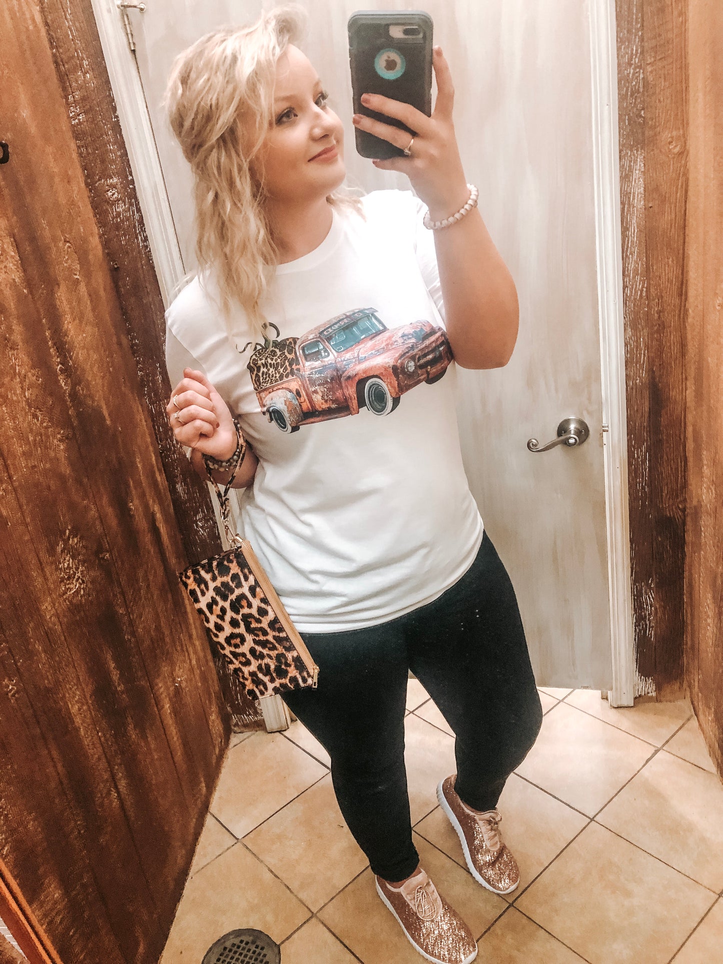 Fall Distressed Truck - White Short-Sleeve Tee - Southern Grace Creations